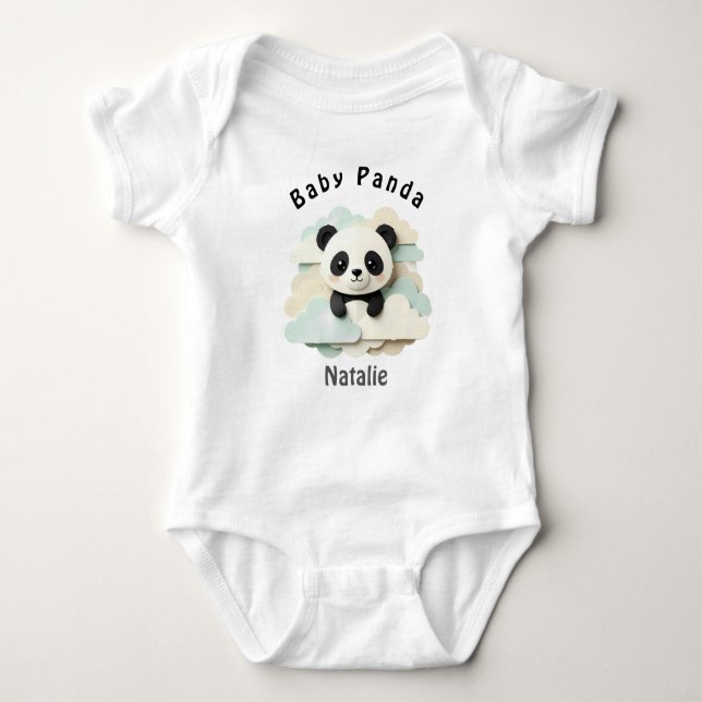 Vikad baby panda | Söt origami  T Shirt (Framsida)