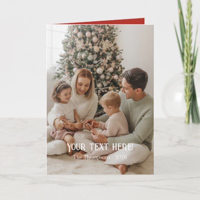 Vikad familje julbild helgkort (Framsida)