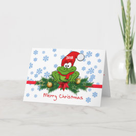 Vikad löjlig tecknad groda julkort kort