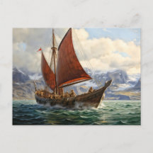 Vikande båt som seglar på norra havet. Isländska