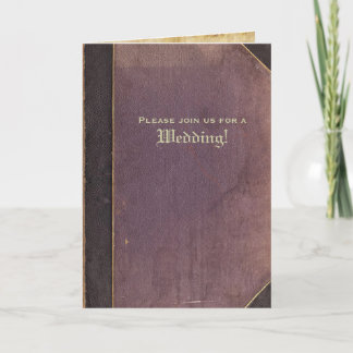 Vikbar Vintage Lila Bröllopsinbjudan i Bokform Inbjudan