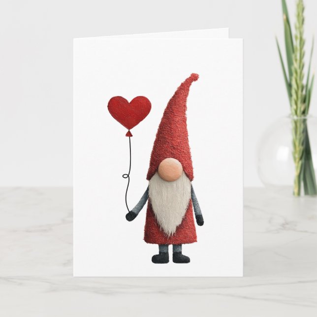 Vikbart Alla hjärtans dags-kort-Gnome Kort (Framsida)