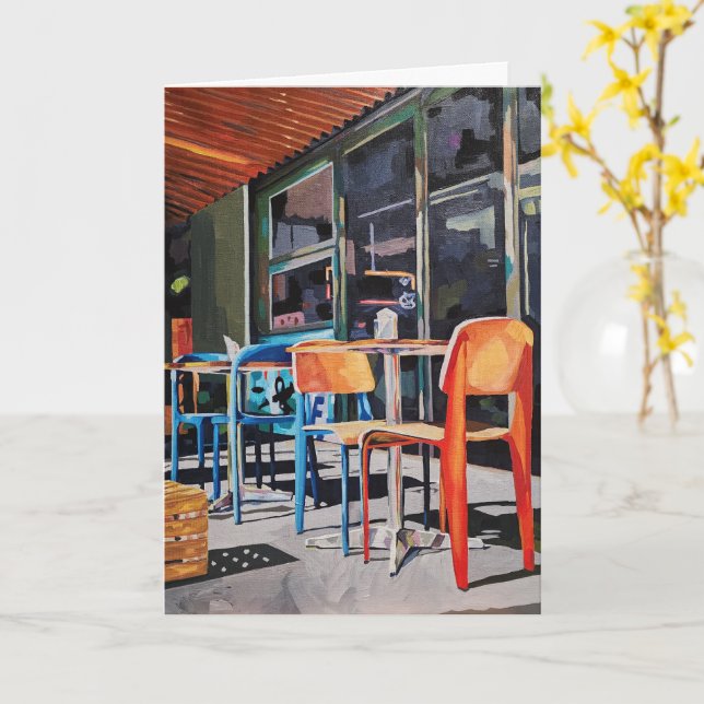 Vikbart gratulationskort med Orange stol vardag Kort (Gul blomma)