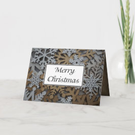 Vikd vit och guld snöflinga julkort II Kort