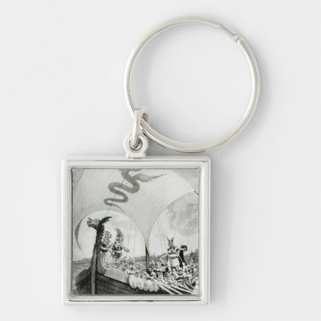 Viking anfallare fyrkantig silverfärgad nyckelring (Framsidan)