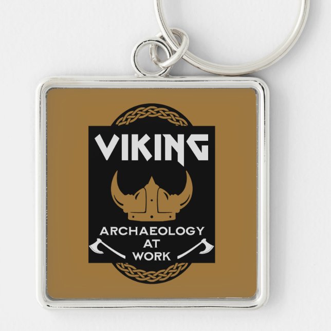 Viking Archeology Fyrkantig Silverfärgad Nyckelring (Framsidan)