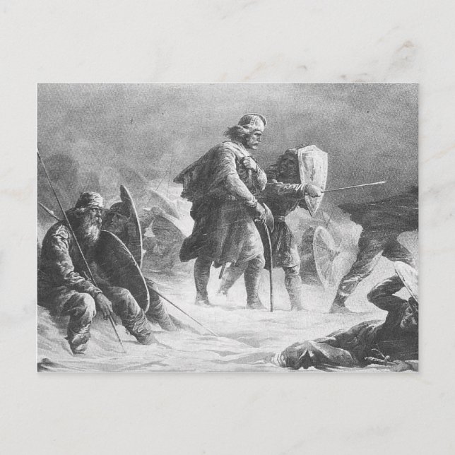 Viking Battle av Knud Bergslien Vykort (Framsida)