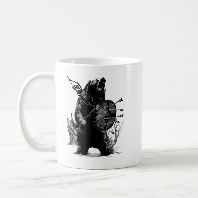 Viking Bear med Ax och Shield Kaffemugg (Vänster)