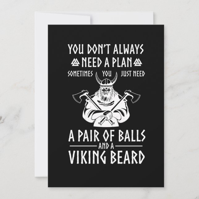Viking Bearded Warrior Valhalla Ax Norse Mytholog Inbjudningar (Framsida)