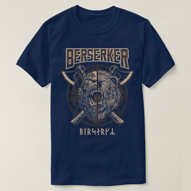 Viking Berserker Norse Pagan Bear Warrior Premium T Shirt (Design framsida)