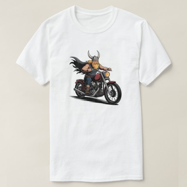 Viking Biker Motorcycle Rider Cool Graphic T Shirt (Design framsida)