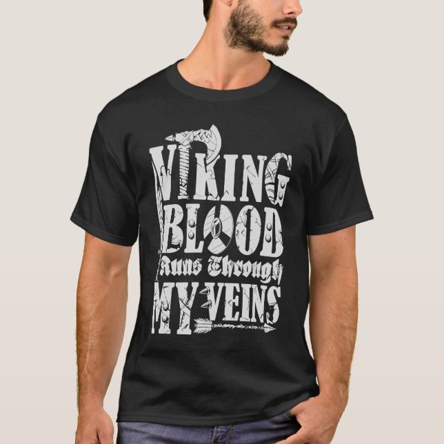 Viking Blod springa genom mitt veins-svärd ax Valh T Shirt (Framsida)