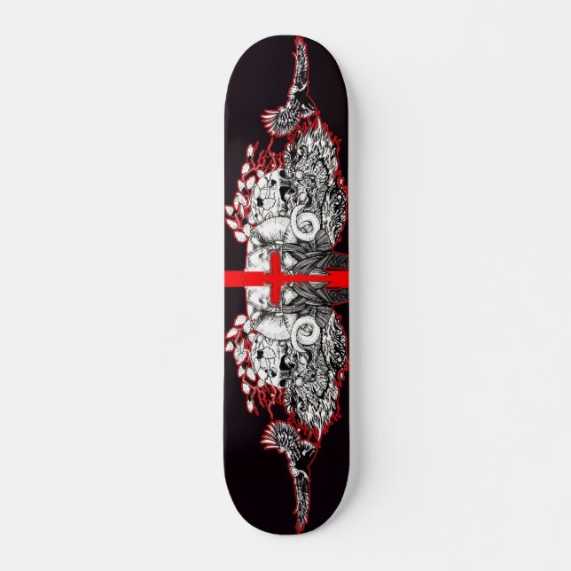 Viking blodkor old school skateboard bräda 21,6 cm (Framsida)