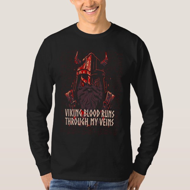 Viking Blood Runs Through My Veins Norwegian Icela T Shirt (Framsida)