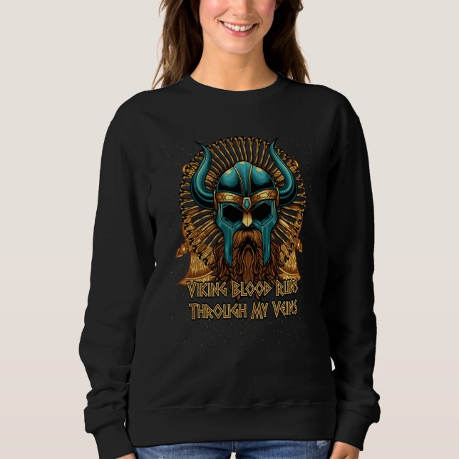 Viking Blood Runs Through My Veins Norwegian Icela T Shirt (Framsida)