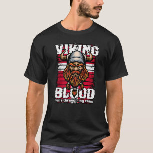 Viking Blood Springa genom mina Veins Danmark Viki T Shirt
