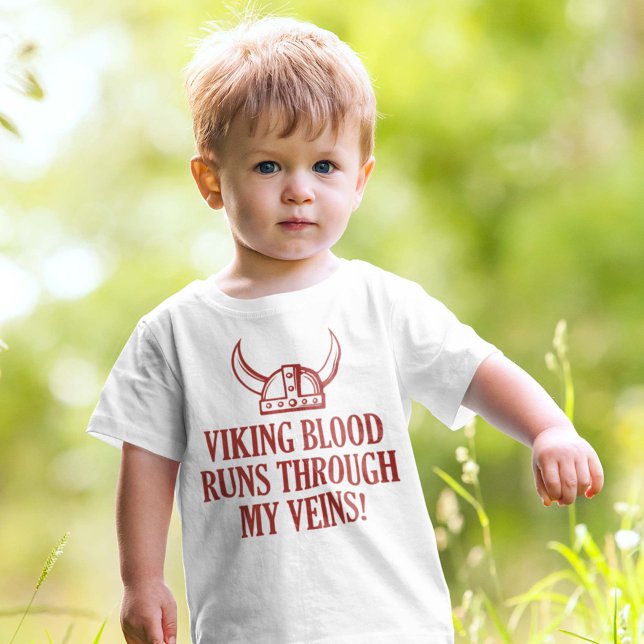 Viking Blood Springa genom mina vener T Shirt (viking blood runs through my veins baby shirt)