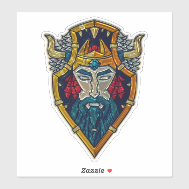 Viking Blue Beard Metall-utseende Klistermärken (Ark)