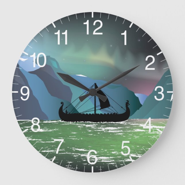 Viking Boat på Norsk fjord Stor Klocka (Framsida)