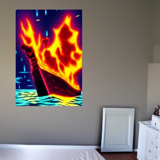 Viking burial till havs | AI Art Poster (Skapare uppladdad)