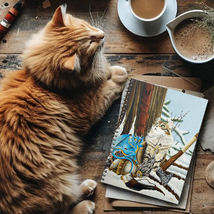 Viking Cat Blue Dragon Anteckningsbok