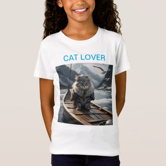 Viking Cat - Fierce Norse Warrior Kattdjur ⛵ 🐱 ⚔️ T Shirt (Framsida)