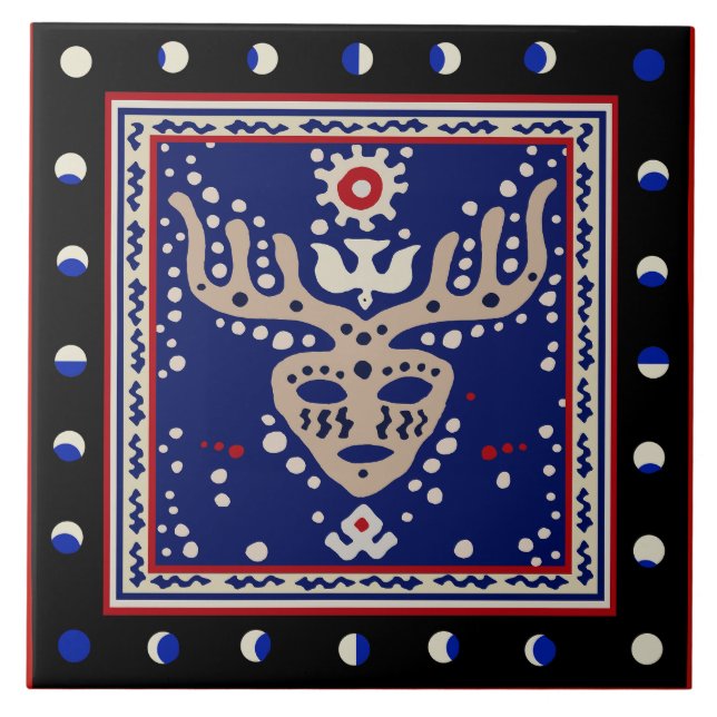 Viking Celestial Schaman Keramisk Kakel (Framsidan)
