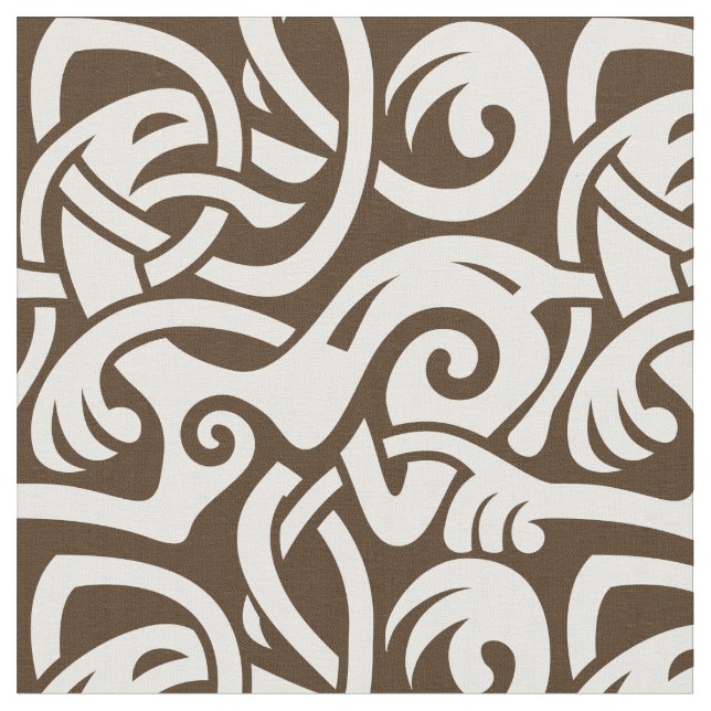 Viking Celtic Intertwining Animal Mönster Tyg (Närbild)