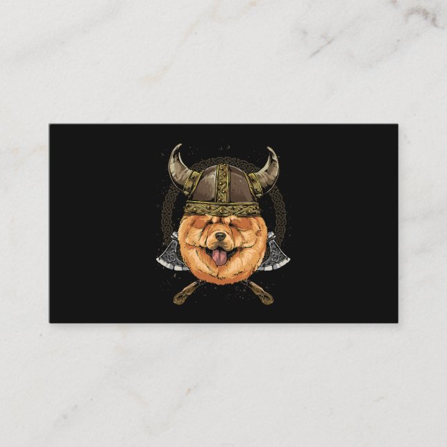 Viking Chow Chow Hund med Viking Helmet Mjolnir Ax Visitkort (Framsida)