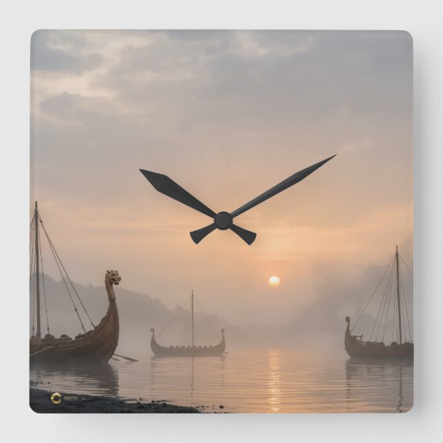 Viking Clock Fyrkantig Klocka (Framsida)