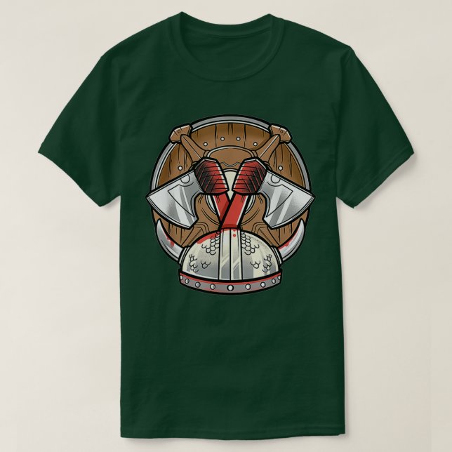 Viking Decor Shield Helmet Ax T Shirt (Design framsida)