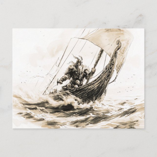 Viking Deity Sketch Pen Drawing of Norse God Odin Vykort (Framsida)