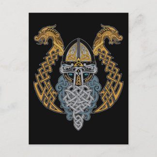 Viking Dragon Valknut Helmet Valhalla Gud Odin Vykort