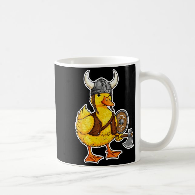 Viking Duck Funny Warrior Design  Kaffemugg (Höger)
