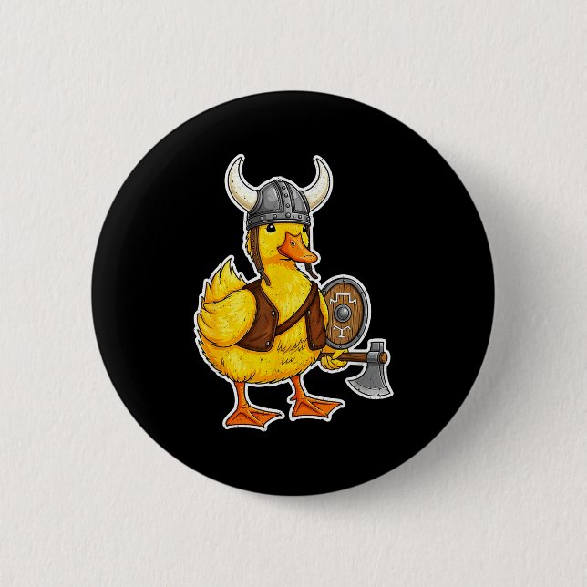 Viking Duck Funny Warrior Design  Knapp (Framsida)