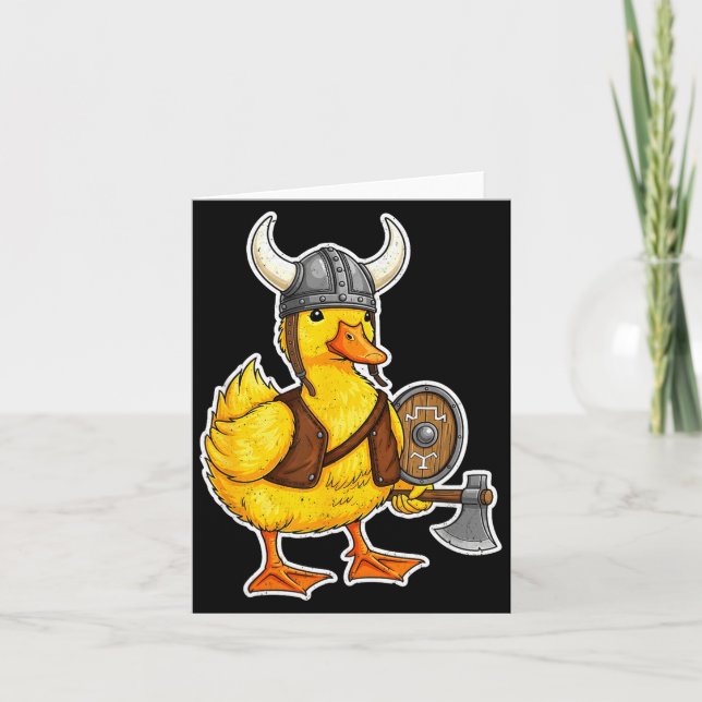 Viking Duck Funny Warrior Design  Kort (Framsida)