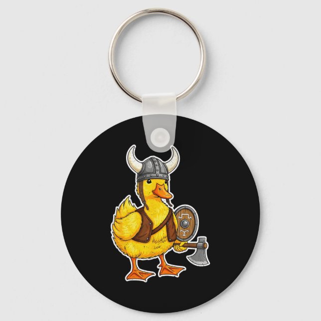 Viking Duck Funny Warrior Design  Nyckelring (Framsida)