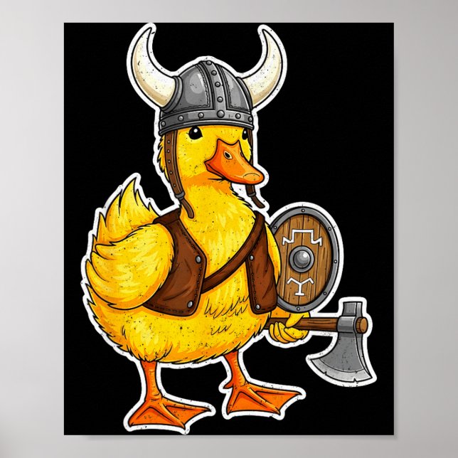 Viking Duck Funny Warrior Design  Poster (Framsidan)