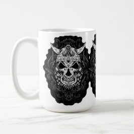 Viking Engraved Skull Art Kaffemugg
