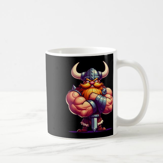 Viking Flexing Muscles Fläkt Älskare Bodybuilding  Kaffemugg (Höger)