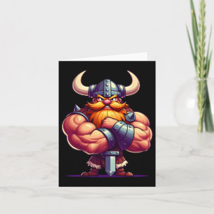 Viking Flexing Muscles Fläkt Älskare Bodybuilding Kort