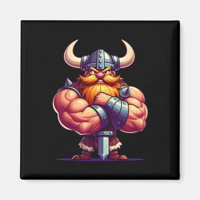 Viking Flexing Muscles Fläkt Älskare Bodybuilding  Magnet (Framsidan)