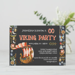Viking Födelsedagsinbjudan Pojkar 1–7 Marinblå röd Inbjudningar