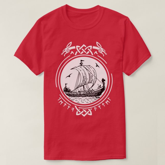 Viking Frakt Boat kör Wikinger Vikings T Shirt (Design framsida)