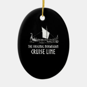 Viking Frakt Cruise Line Odin och Valhalla Julgransprydnad Keramik