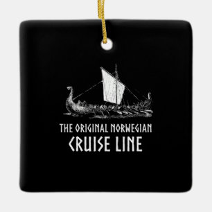 Viking Frakt Cruise Line Odin och Valhalla Julgransprydnad Keramik