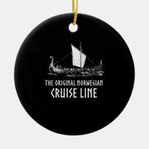 Viking Frakt Cruise Line Odin och Valhalla Julgransprydnad Keramik
