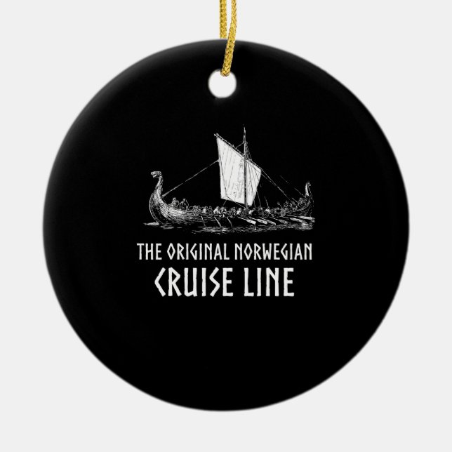 Viking Frakt Cruise Line Odin och Valhalla Julgransprydnad Keramik (Framsidan)