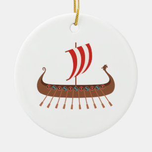 Viking frakt julgransprydnad keramik