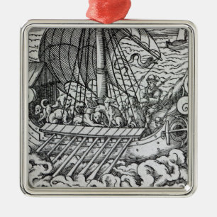 Viking frakt julgransprydnad metall
